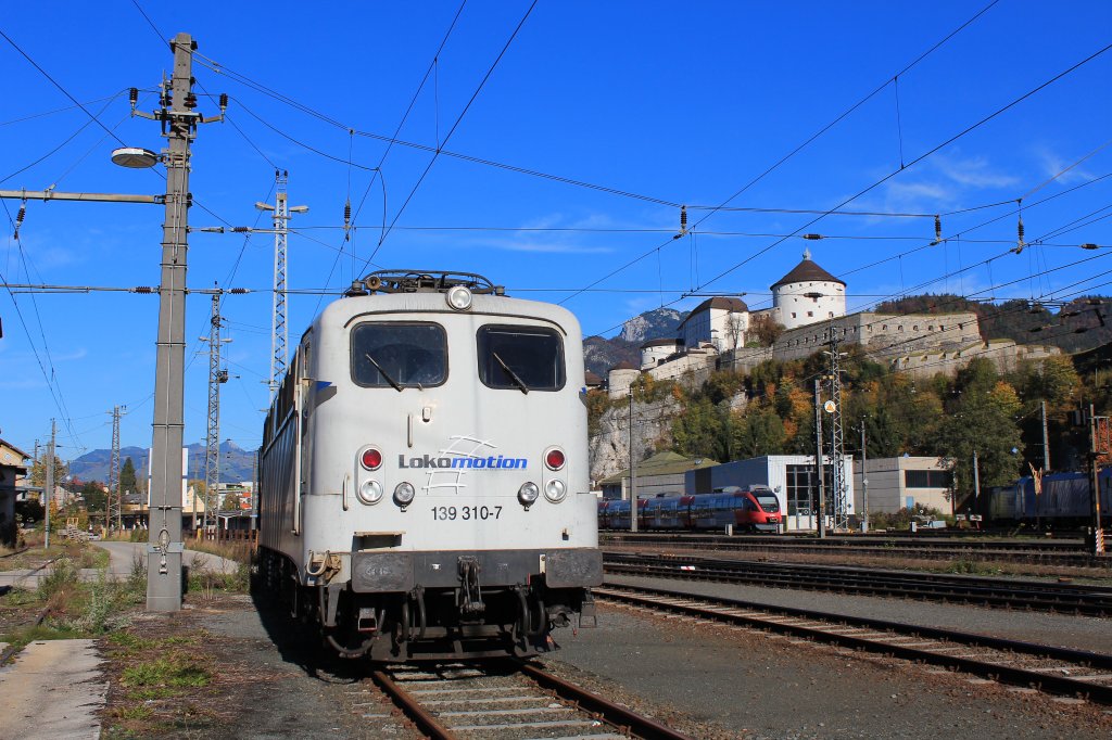139 310-7 von  Lokomotion  war am 21. Oktober 2012 in Kuftstein/Tirol abgestellt.