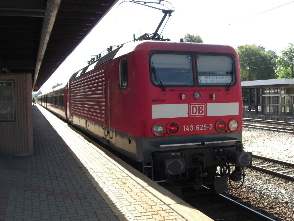 143 625-2 ebenfalls am 21. August 2010, diesmal in  Nrnberg/Feucht .