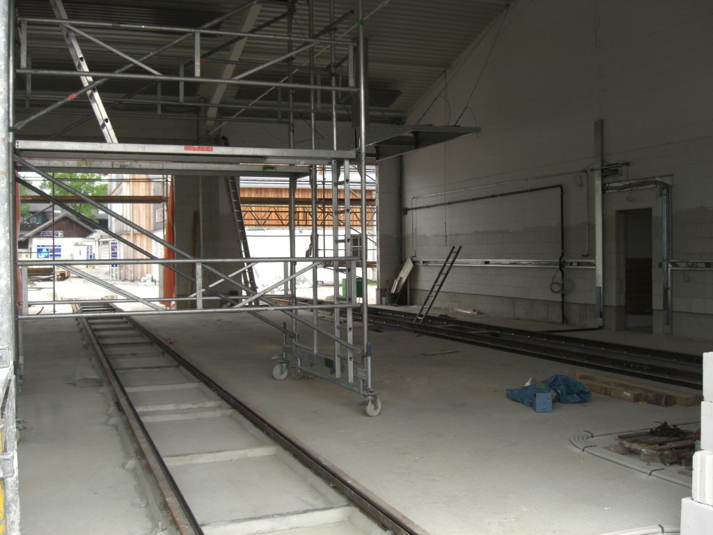 Blick in die neue Wagenhalle am 1. Mai 2011.