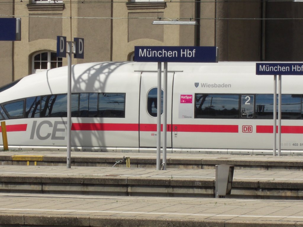 ICE  Wiesbaden  war am 31. Mai 2008 im Vorfeld des Mnchner Hauptbahnhofs
abgestellt.