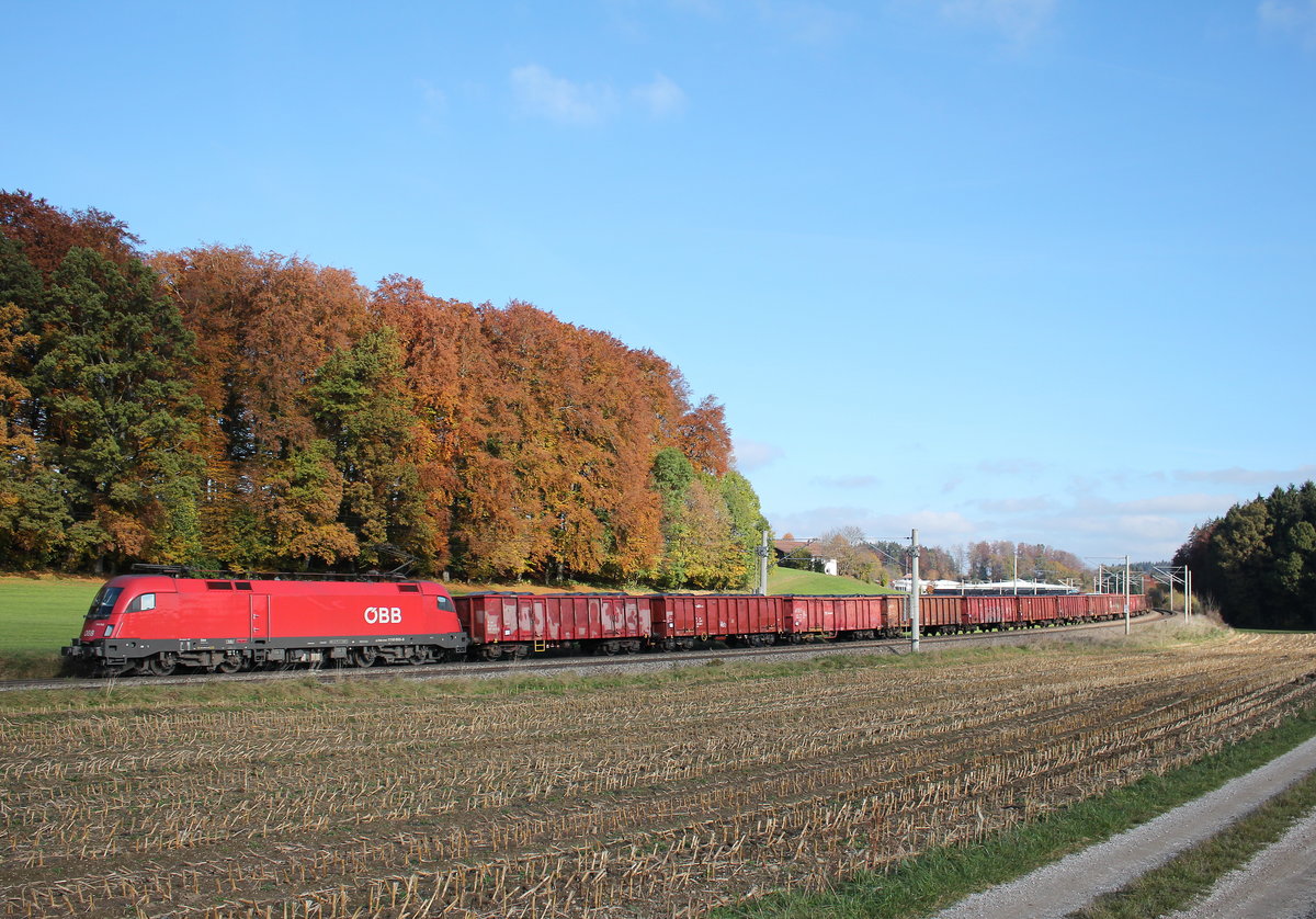 1116 055-5 mit einem Ganzzug am 31. Oktober 2016 kurz nach Traunstein.