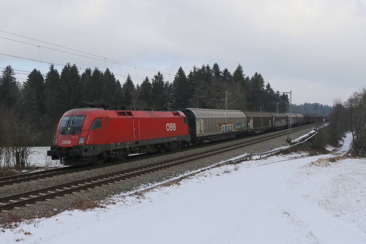 1116 101 mit dem  Papierzug  am 20. Januar 2020 bei Grabensttt.
