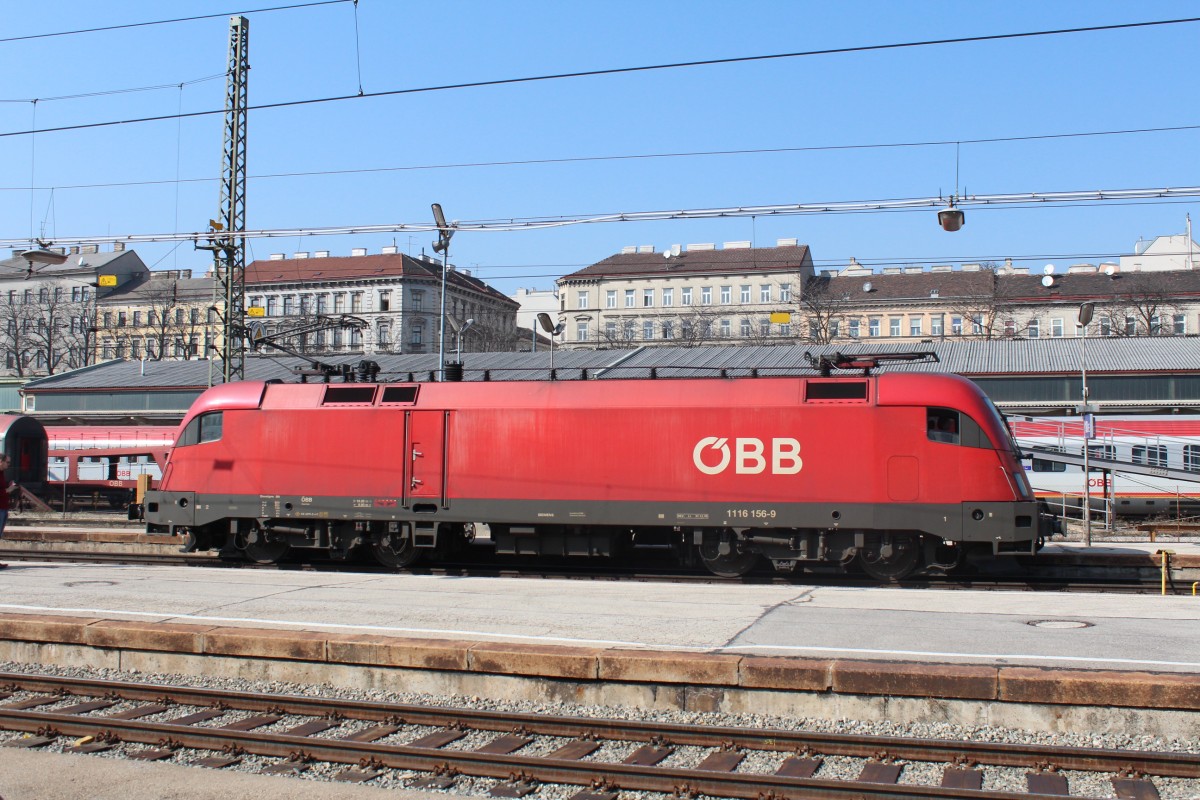 1116 156-9 beim rangieren am 17. Mrz 2012 im Wiener-Westbahnhof.