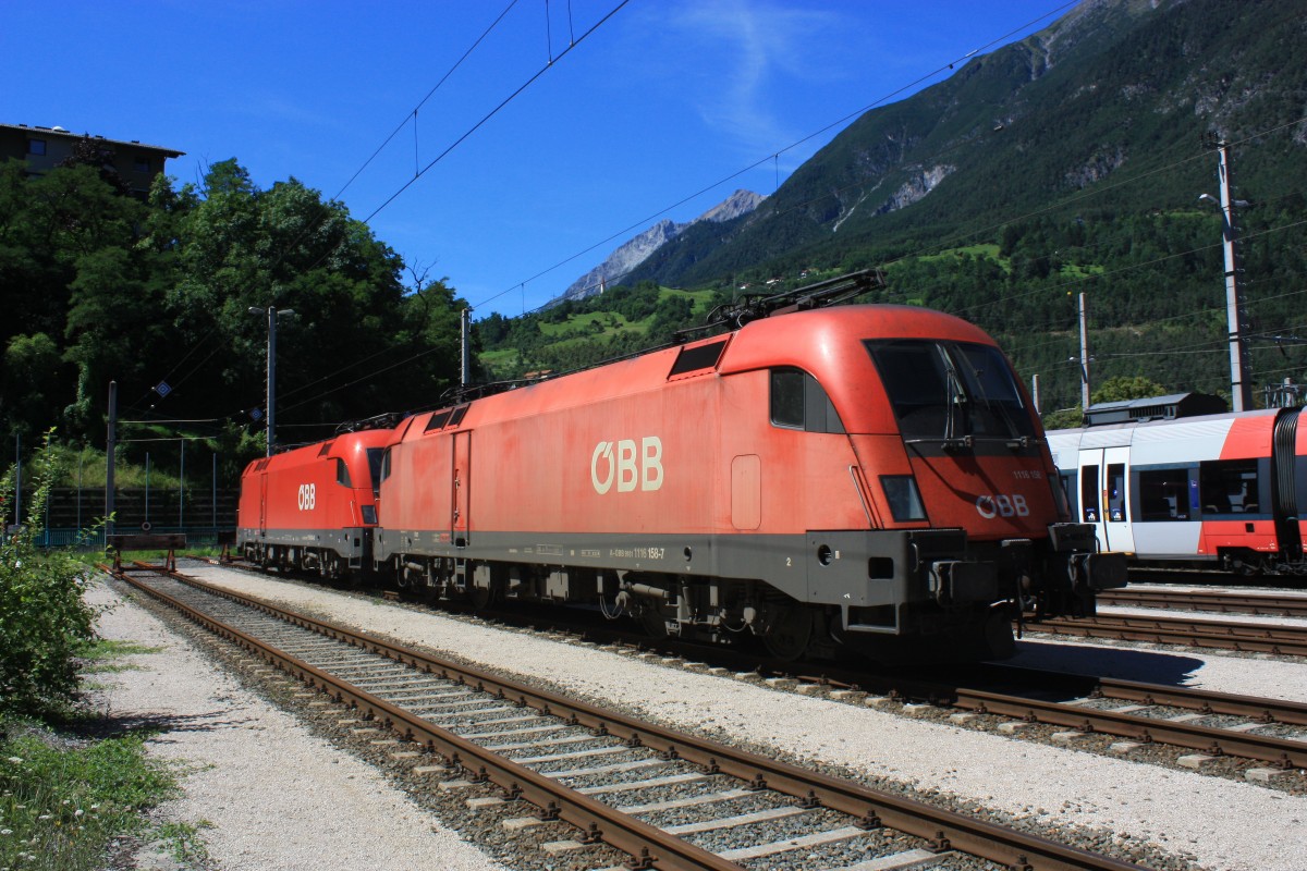 1116 158-7 war am 17. August 2014 im Bahnhof von Landeck abgestellt.