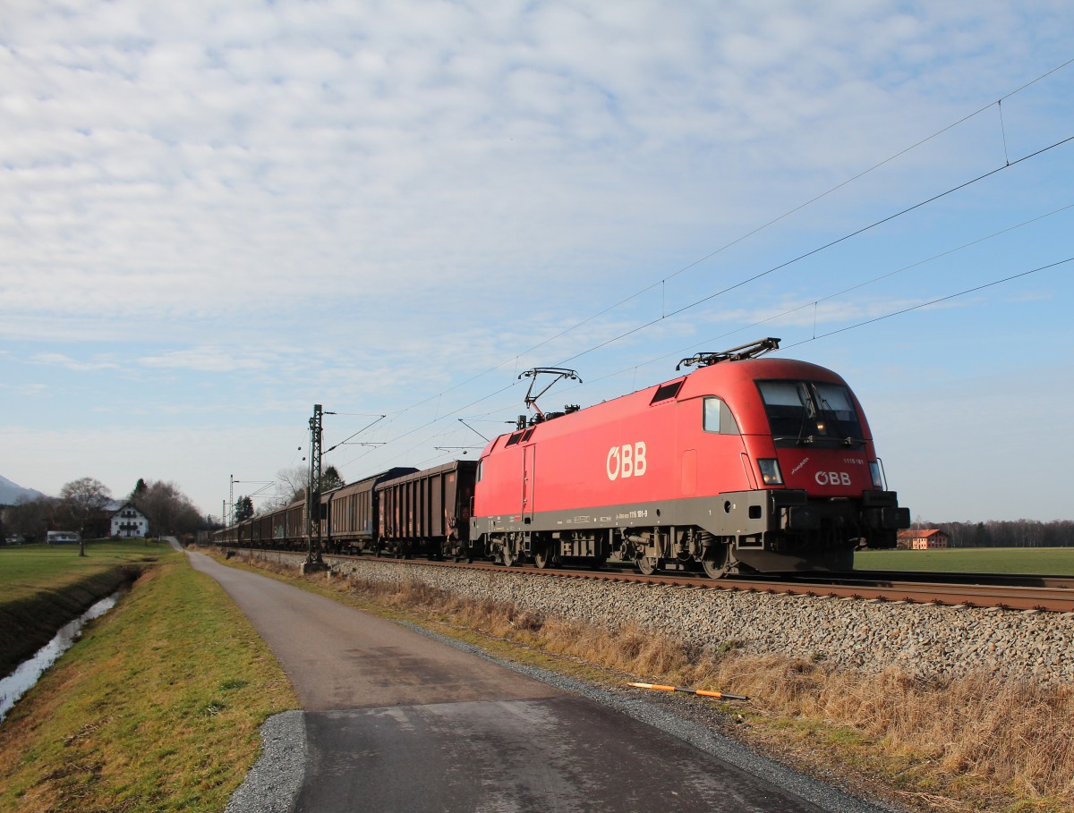 1116 181-9  Hanspeter  unterwegs nach Salzburg am 19. Dezember 2015 bei bersee.