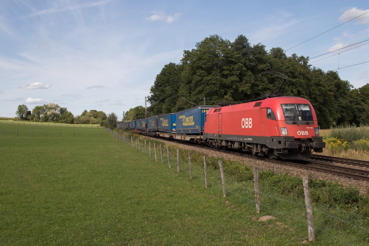 1116 194-2 mit dem  Walter-Zug  aus Mnchen kommend am 25. August 2015 bei Vogl.