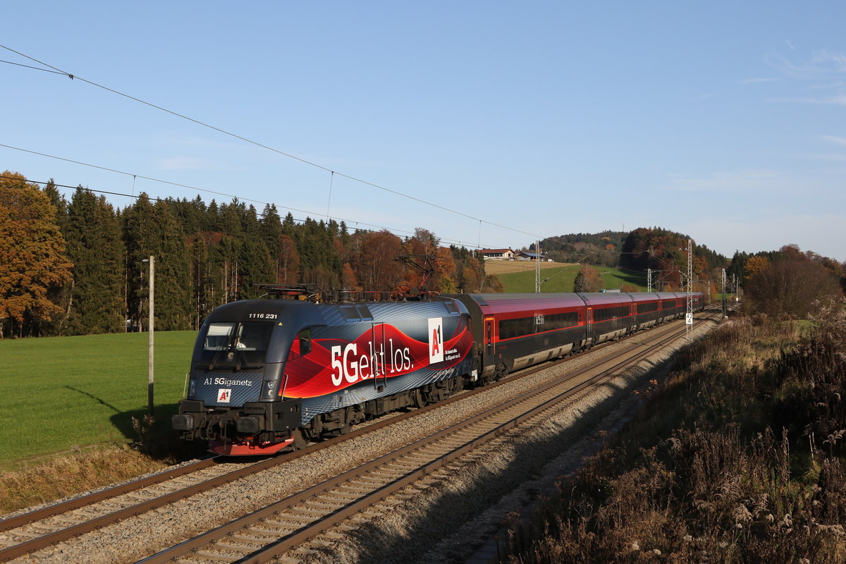1116 231  5Geht los  auf dem Weg nach Innsbruck am 9. November 2020 bei Grabensttt im Chiemgau.