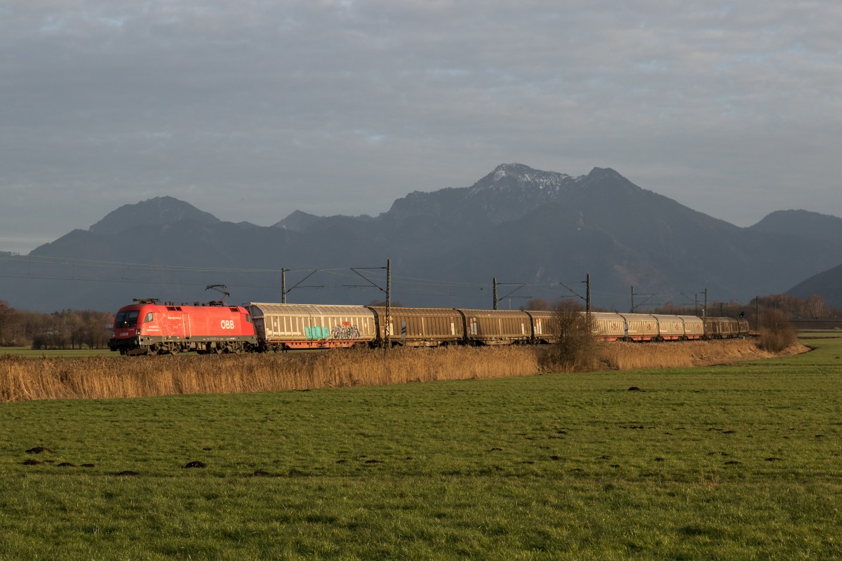 1116 260-1  Europ. Lokfhrerschein  am 19. Dezember 2015 mit einem Gterzug aus Salzburg kommend bei Weisham.