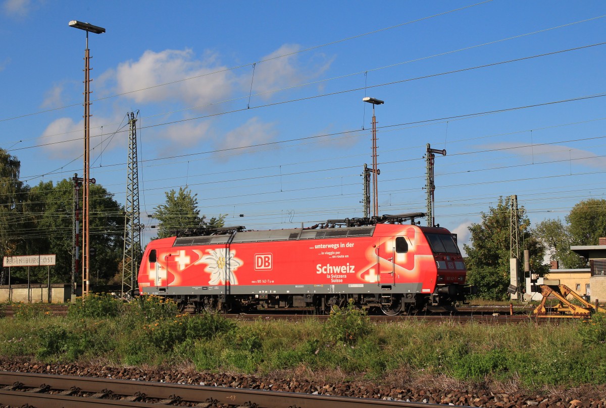 185 147-7 am 290. August 2014 in Regensburg-Ost.