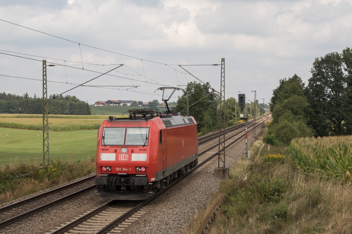 185 164-1 alleine unterwegs am 20. August 2015 bei Hilperting.