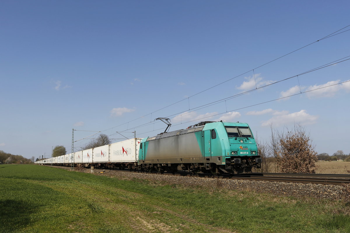 185 617 der  Mindener Kreisbahn  aus Bremerhaven kommend am 30. Mrz 2019 bei Bremen-Mahndorf.