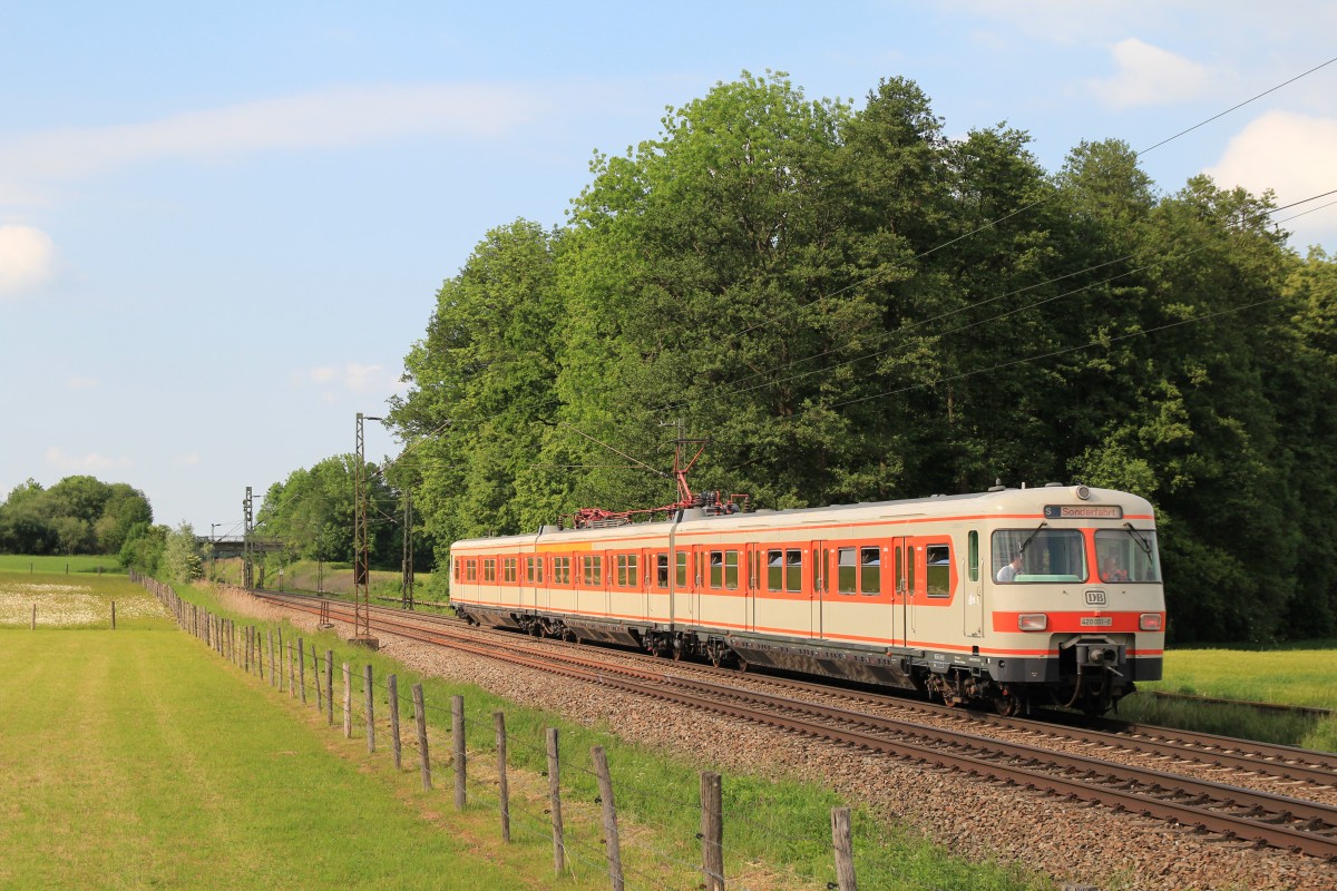 420 001-0 am 24. Mai 2014 bei Vogl auf der Rckfahrt nach Mnchen.
