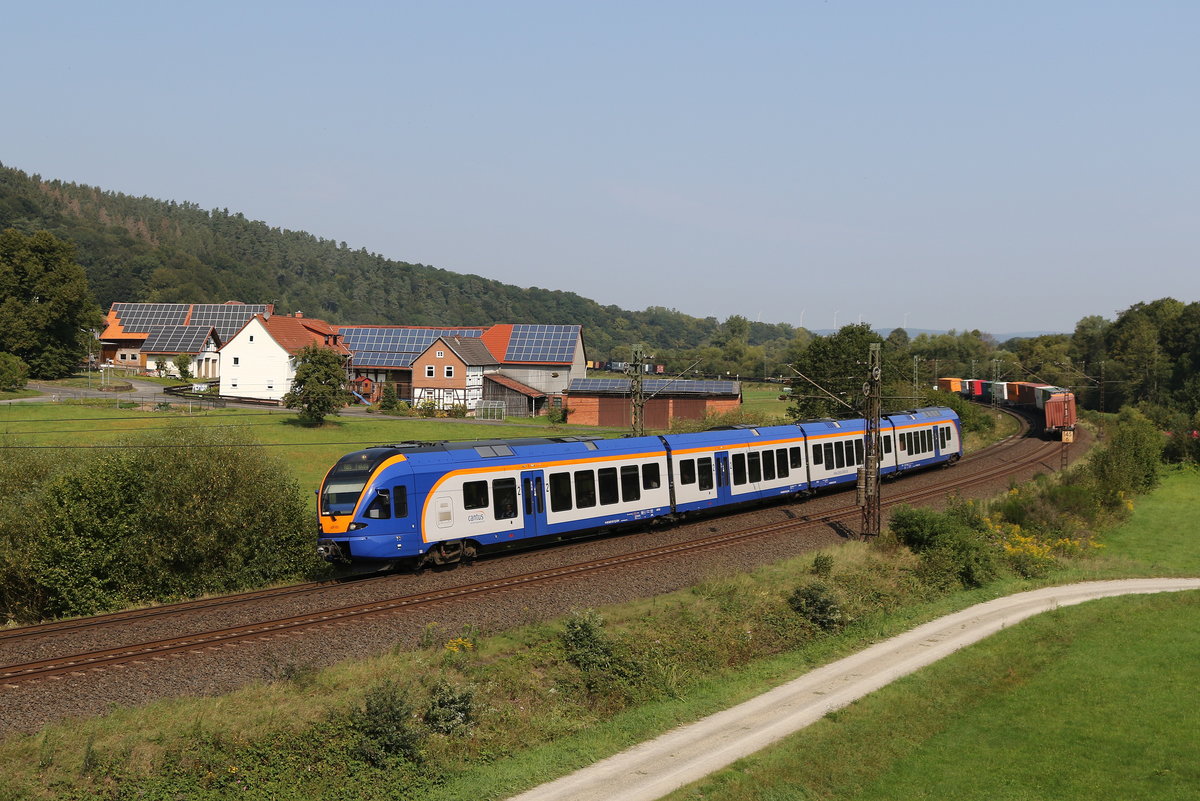 428 052 auf dem Weg nach Fulda, aufgenommen am 27. August 2019 bei Hermannspiegel im Haunetal.