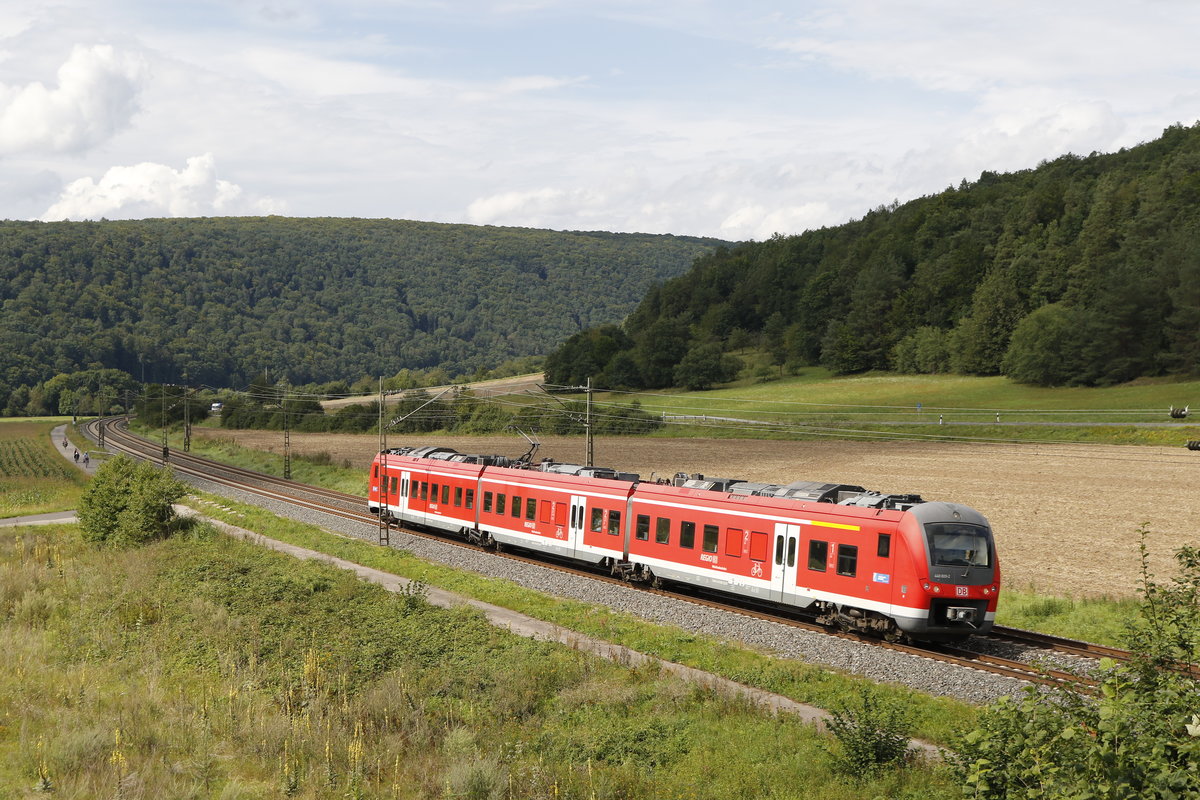 440 809-2 war am 18. August 2017 bei Harrbach in Richtung Wrzburg unterwegs.