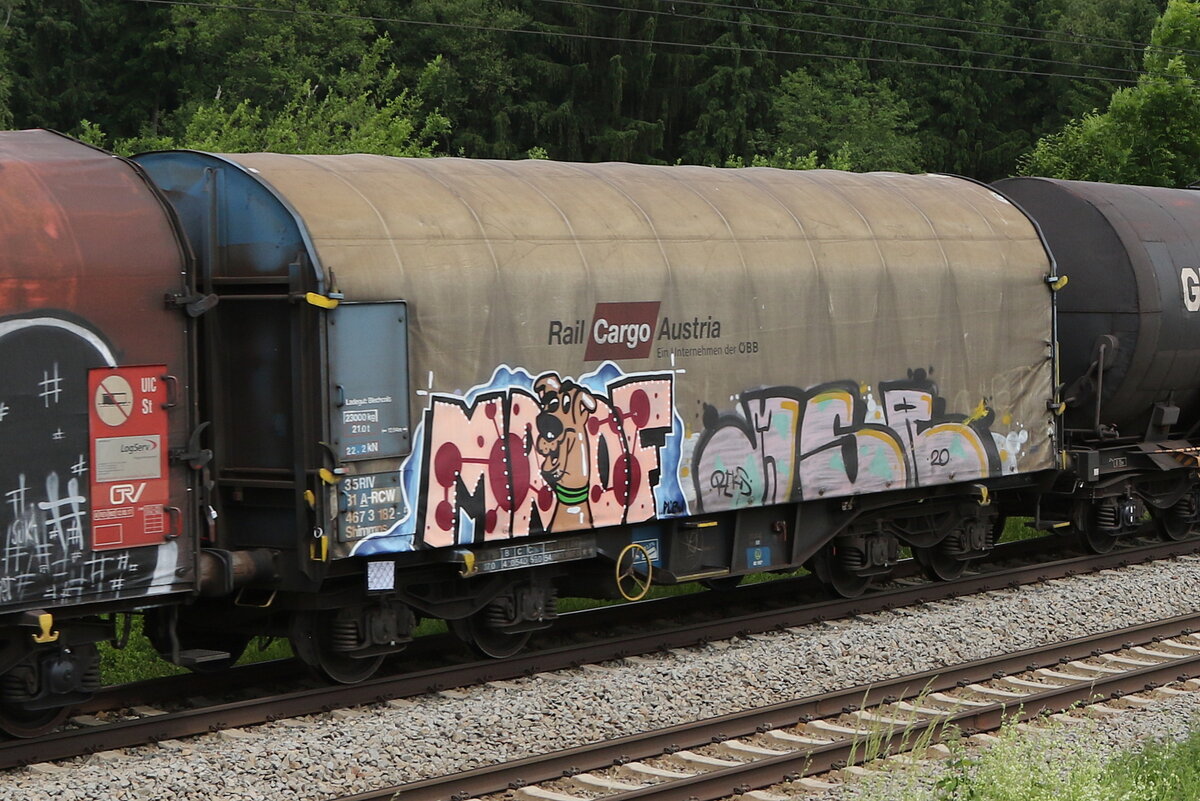4673 182 (Shimmns) von  Rail Cargo Austria  am 10. Juni 2021 bei Grabensttt.