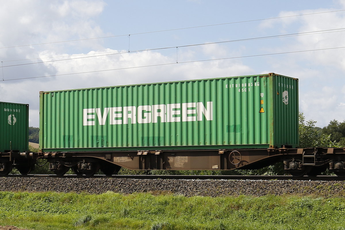4951 079-9 (Sggmrss) mit einem  Evergreen -Container am 19. August 2017 bei Himmelstadt.