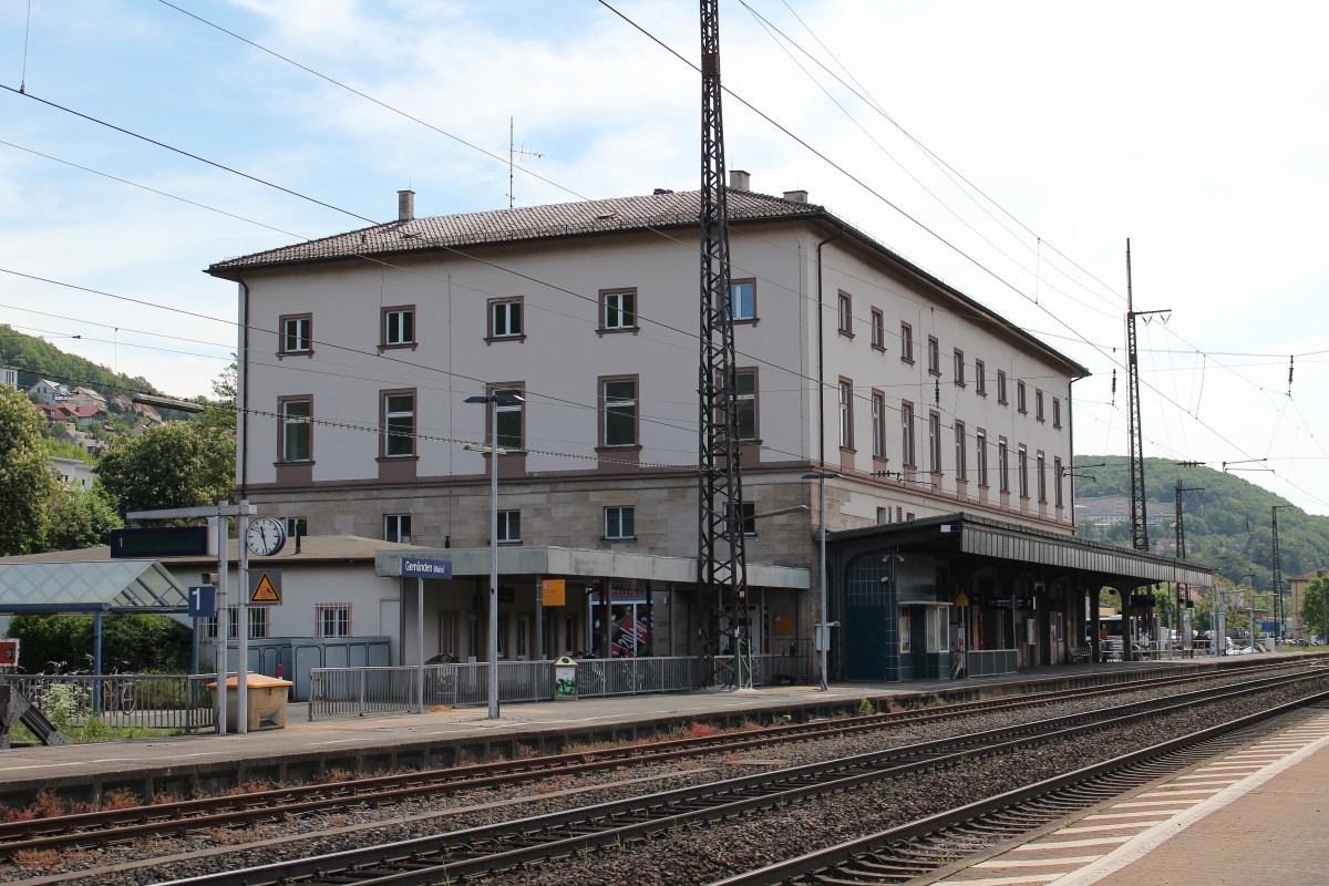 Der Bahnhof von Gemnden am Main am 15. Mai 2015.