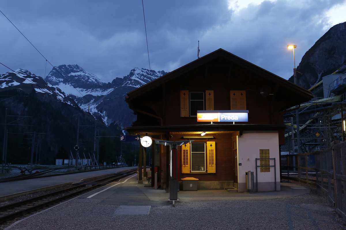 Der Bahnhof von  Preda  am Abend des 7. Juni 2019.
