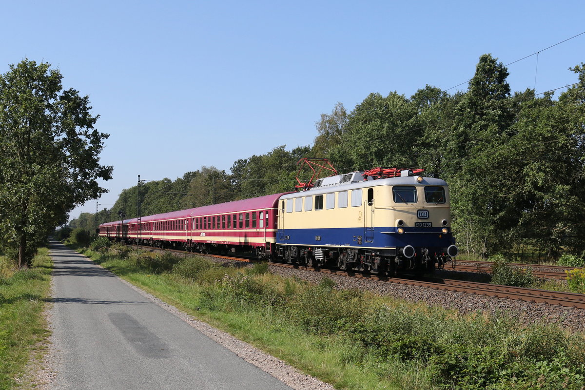 E 10 1239 mit einem Sonderzug am 31. August 2019 bei Dreihausen.