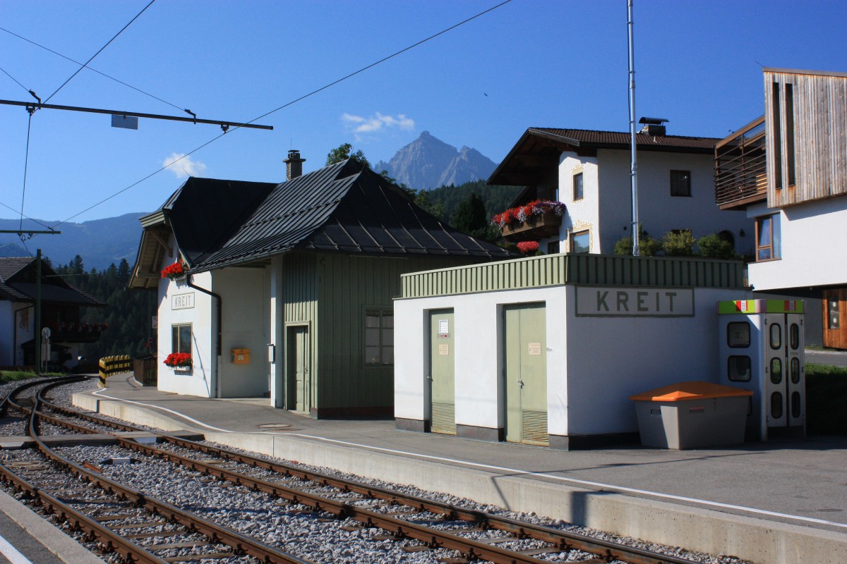 Haltepunkt  Kreit  an der  Stubaital-Bahn , aufgenommen am 16. August 2013.
