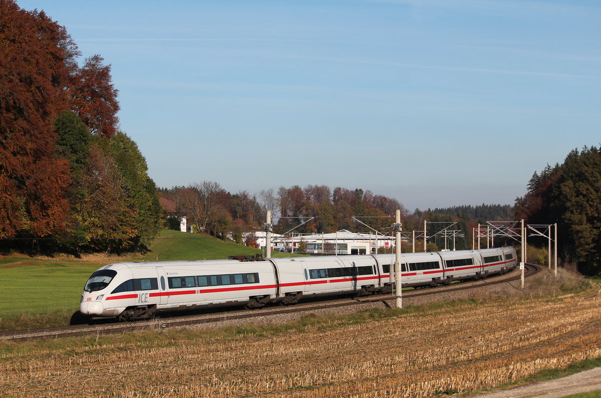 ICE  Ostseebad Binz  am 31. Oktober 2016 kurz nach Traunstein im Chiemgau.