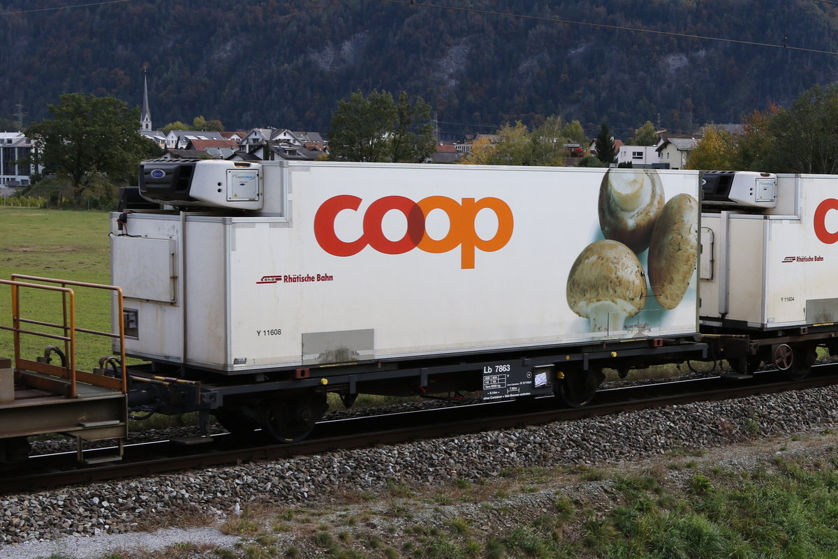 Lb 7863 mit einem Container der Firma  COOP  am 20. Oktober 2020 bei Bonaduz.