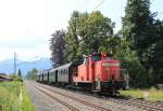 362 887-2 am Zugende eines Sonderzuges auf der Strecke von Prien am Chiemsee nach Aschau im Chiemgau. Aufgenommen am 14. Juli 2013 bei Prien.