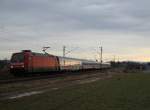 101 090-9 war am 4. Januar 2014 bei Ostermnchen in Richtung Mnchen unterwegs.