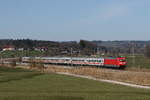 BR 101/730796/101-004-war-am-31-maerz 101 004 war am 31. Mrz 2021 bei Bernau am Chiemsee schiebend an einem EC in Richtung Mnchen unterwegs.