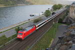 101 001 auf dem Weg nach Koblenz am 3. Mai 2022 bei Oberwesel.