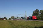 BR 101 Werbeloks/734824/101-068-war-am-31-mai 101 068 war am 31. Mai 2021 bei bersee am Chiemsee schiebend in Richtung Mnchen unterwegs.