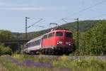 110 491-8 ist am 15. Mai 2015 bei Harrbach in Richtung Wrzburg unterwegs.