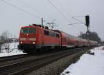 111 167-3 am 1. März 2013 bei Weisham, zwischen Prien und Bernau.