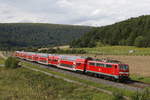 111 190-5 war am 18. August 2017 bei Harrbach mit einem Regionalzug in Richtung Wrzburg unterwegs.