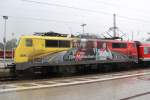111 024-8 die  ADAC -Lok zum ersten Mal in Rosenheim am 20. Juli 2012 erwischt.