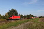 BR 145/828025/145-057-mit-einem-gemischten-gueterzug 145 057 mit einem gemischten Gterzug aus Braunschweig kommend am 16. September 2023 bei Woltorf.