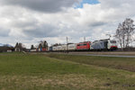 189 914 und 151 060 mit dem  Ekol -Zug am 6. Mrz 2016 bei bersee.