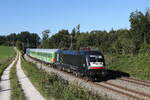 BR 182/749154/182-518-war-am-25-september 182 518 war am 25. September 2021 mit dem 'Alpen-Sylt-Nachtexpress' bei Grabensttt im Chiemgau in Richtung Freilassing unterwegs.