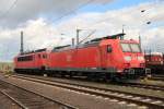 185 039-5 und 155 xxx waren am 22. August 2014 in Mainz-Bischofsheim abgestellt.