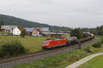 185 149-2 mit einem gemischten Gterzug am 10. August 2017 aus Kassel kommend bei Hermannspiegel.