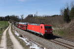 BR 185/731755/185-286-war-mit-einem-mischer 185 286 war mit einem 'Mischer' am 9. April 2021 bei Grabensttt in Richtung Freilassing unterwegs.