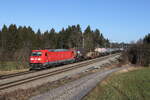 BR 185/764023/185-395-war-am-19-januar 185 395 war am 19. Januar 2022 mit einem 'Mischer' bei Grabensttt im Chiemgau in Richtung Mnchen unterwegs.
