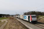 185 665 von  Kombi-Verkehr  war mit einem  Ekol  am 27. Februar 2020 bei Grabensttt in Richtung Salzburg unterwegs.