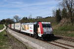 185 664 mit dem  Ekol  auf dem Weg nach Salzburg. Aufgenommen am 15. April 2020 bei Grabensttt im Chiemgau.
