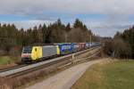189 926 mit dem  Intercombi-Zug  aus Salzburg kommend am 13. Februar 2016 bei Sossau.