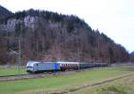 193 805-9 war am 13. Dezember 2014 mit einem Sonderzug von Freilassing nach Berchtesgaden unterwegs. 