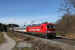 193 965 war mit dem  Snlltaget-Skizug  am 24. Februar 2024 bei Hufschlag in Richtung Salzburg unterwegs.