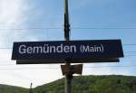 Bahnhofschild von Gemnden am Main am 15.