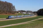 430 016 und 430 003 waren am 18. Februar 2024 bei Axdorf in Richtung Mnchen unterwegs.