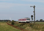 628 535 auf dem Weg nach Westerland am 31. August 2016 bei Lehnshallig.